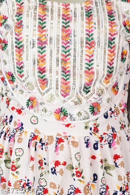 Cotton blend girls' printed A-line kurta plazzo set, great for summer parties