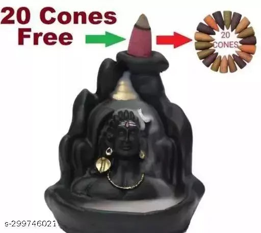 Resin Adi Shankara statue - Sawan Special Adiyogi Smoke Fountain, India-made Shiva murti