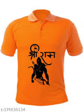 Pure Heart Jai Shree Ram printed unisex polyester polo neck t-shirt with short sleeves, available in various sizes from S to XXL