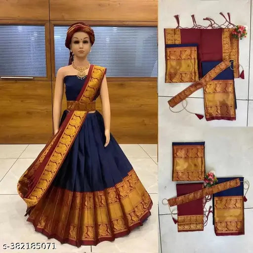 Silk embroidered irls lehenga choli set with dupatta, 9-14 years, Indian ethnic wear