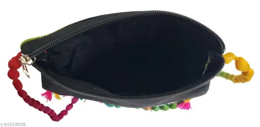 Vintage, handmade, Rajasthani, ethnic mini sling bag with tassels and beads, for women and girls