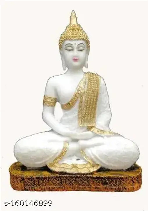 Goldiluxe Meditating Buddha Statue, polyresin figurine with 10cm length, 17cm height, and 22cm breadth. Ideal for home decor, living room, study room, office gifting items. Brings success and prosperity at home. Handcrafted in India