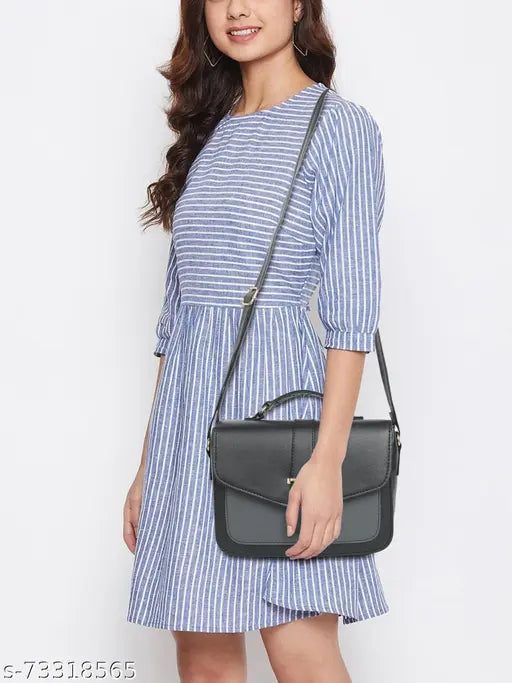 Classy black strap slingbag, zip closure, large purse style