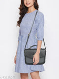 Classy black strap slingbag, zip closure, large purse style