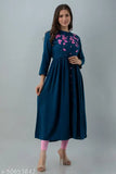 Rayon embroidered kurta by Veer SA Fashion, three-quarter sleeves, stylish Indian fashion for S-XXL