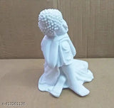 White resin Buddha statue, 10cm x 10cm x 12.5cm, handcrafted art piece for home decor, Diwali or Christmas gift. Indian-made Buddha combo sculpture promoting peace and harmony