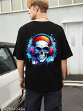 trendy mens over size t shirt skull print