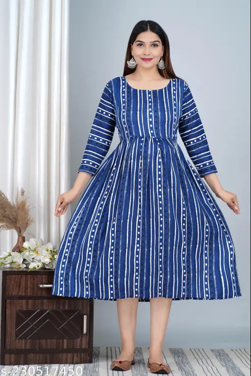 Women's rayon Anarkali zip maternity kurti, three-quarter sleeves, printed pattern for feedingtrendy, M to XXL sizes