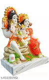 Poly resin Shiv Parvati statue, Hindu deity family idol for spiritual puja and Vastu, measures 6.5 x 7 x 12 cm