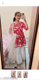 Red and white floral embroidered kurta set with dupatta