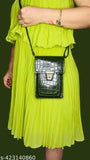 Sleek metallic mobile sling bag, zip closure, casual style