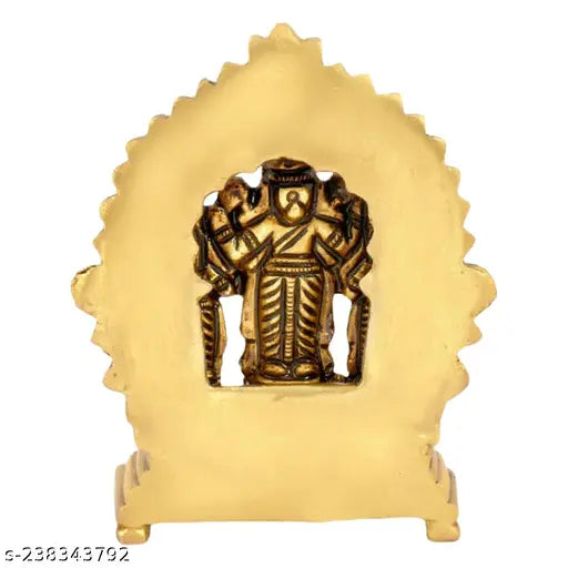 Brass Lord Vishnu with Shridevi and Bhudevi sculpture, intricately handcrafted, exquisite South Indian home decorative item, height 2.9 inches, premium brass quality