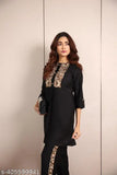 Black Rayon Embroidery Coord Set for Women & Girls, stylish two-piece outfit for all seasons