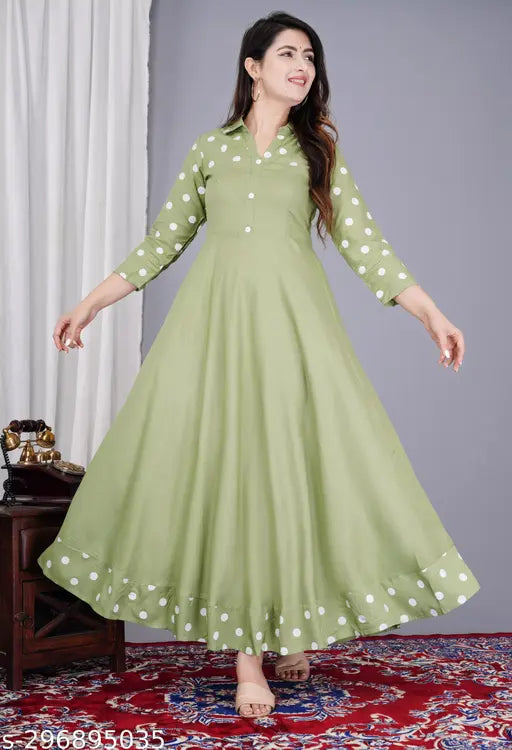 Rayon full-flared Anarkali gown, stylish printed combo for women, S (36in bust), versatile daily wear