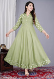 Rayon full-flared Anarkali gown, stylish printed combo for women, S (36in bust), versatile daily wear