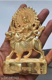 Gold-plated Durga Idol 1, intricate metal Hindu goddess statue for Navaratri special, 5cm long, 10cm high, 5.5cm broad