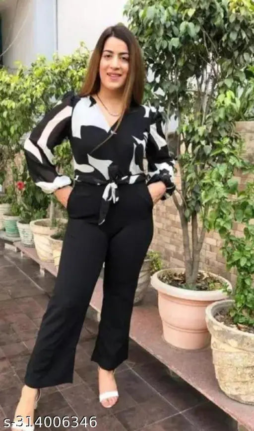 Stylish georgette jumpsuit in solid color, perfect for women's fashion, India-made