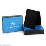 PU leather men's wallet, two zip pockets, classic World design, free size (11cm x 10cm)