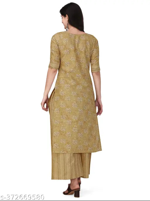 Soft cotton kurta set with foil & plazoo pocket, featuring breathable, adjustable fabrics in printed net design. Lightweight and home washable