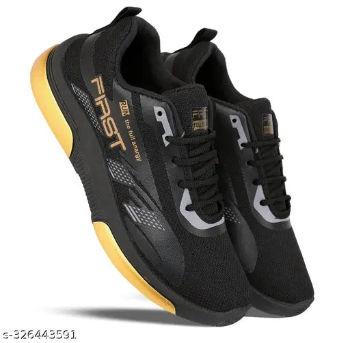 Black, yellow, white kids sports shoes combo for walking and running