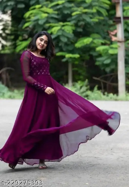 Designer georgette kurtis, embellished long sleeve Indian fashion for women