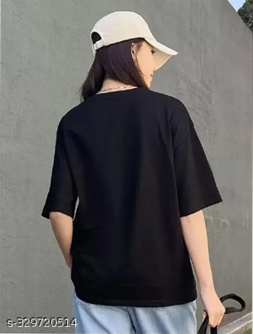 Black graphic t-shirt, women's oversized style