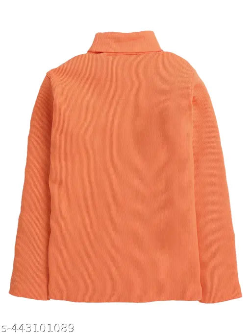 Orange acrylic kids' sweatshirt with long sleeves and embroidered net pattern, modern style for 2-3 year olds