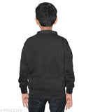 Black jacket with zipper, long sleeves, and buttoned at front