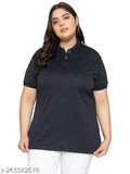 Black cotton blend short sleeve women's t-shirt, solid design for versatile wear in XL, XXL, XXXL, 4XL, 5XL. Soft, comfortable Indian made tee perfect for work, play, or travel