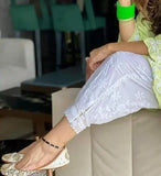 Cotton Lucknowi Chikankari Afghani Salwar, intricate Indian chikankari embroidery on traditional dhoti pant