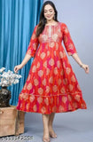 Rayon printed combo kurti with three-quarter sleeves, latest fashion for women, India origin