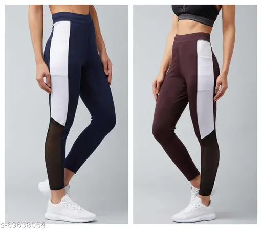 Stylish and comfortable printed net Lycra jegging for women, best for gym. Fully stretchable and available in sizes 28, 30, 32, 34, 36, 38, 40, 42, 44 (hip size: 30-40in, waist size: 28-40in, length size: 35in). Made in India