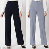 Crepe, solid-pattern women's trousers (pack of 2) - Urbane, fashionable and comfortable, XS to XXL