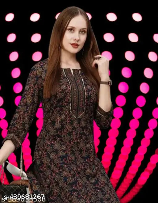 Cotton printed kurta set with palazzo pants for women, long sleeves and single size options from XS to XXXL