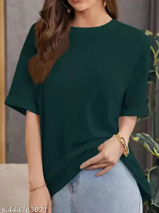 Casual Oversize Graphic Print Women Green Top