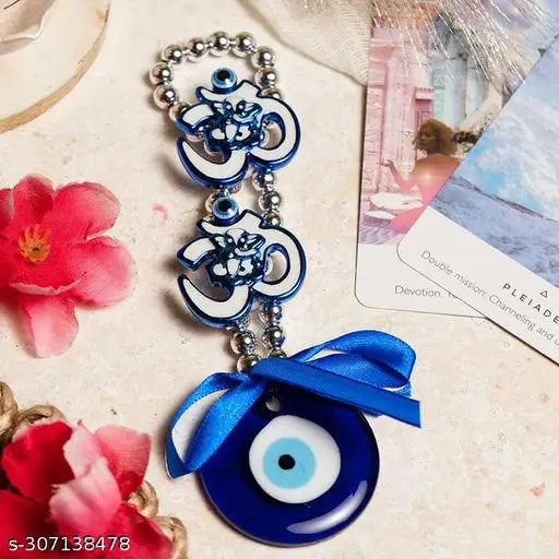Turquoise glass Ganesha Feng Shui Evil Eye, Indian Vastu decor for home entrance, attracts wealth & removes negativity