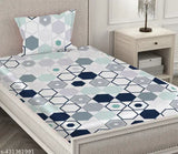 Single size elastic fitted cotton bedsheet with geometric pattern, ideal for summer adult use, upgrades bedroom decor