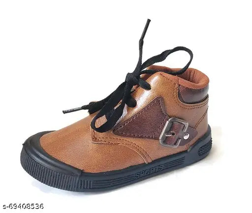 Black lace-up sneakers, high-top design, with a brown leather texture