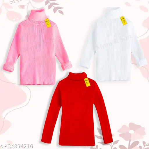 MOM & SON Baby Boys and Baby Girls Winter Full Sleeve Wollen High Neck,Baby High Neck Sweater, Kids High Neck, Kids Innerwear High Neck