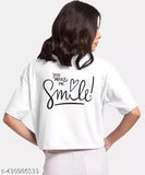 Women's cotton blend crop top set, short sleeve, printed net, office/casual wear, combo pack (S-XL)