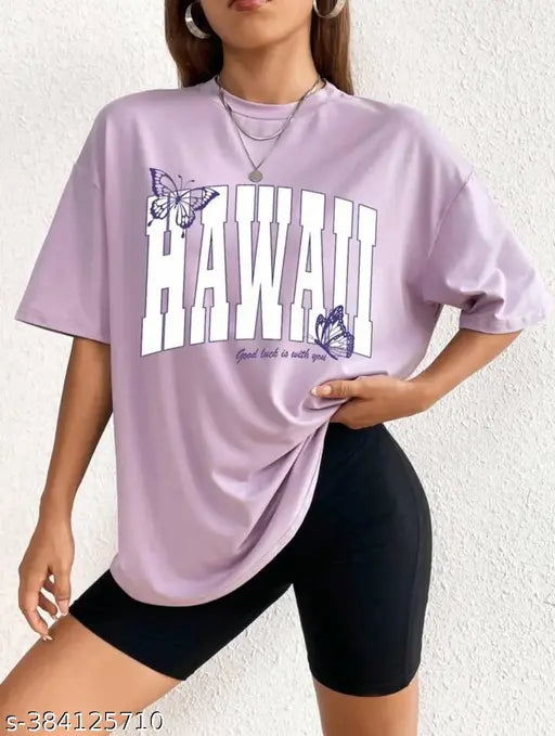 KSHS oversize t-shirt in purple with Hawaiian graphic