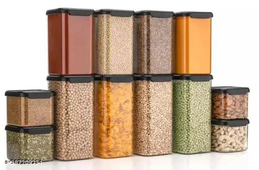 Airtight food storage set of 4, containing 1500ml, 1100ml, and 500ml containers in kitchen dabba design for grocery storage