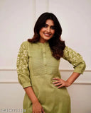 Multicolor embroidered women's cotton blend kurta set with pants, boasting Pretty Pattern and Comfy Fabric, versatile for various occasions like casual outings and festivities
