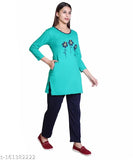 Full sleeve printed cotton nightsuit in natural colors, 100% cotton for ultimate comfort, made in India