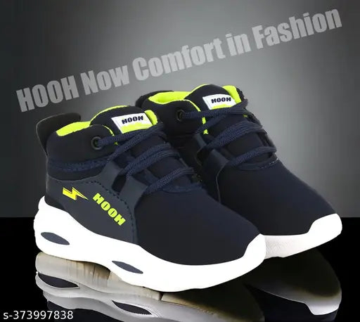 Kids high top sneakers, blue and green with white soles