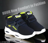 Kids high top sneakers, blue and green with white soles