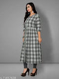 Printed cotton three-quarter sleeve Anarkali kurtis for women, Indian ethnic wear M(38/44), L(40/44), XL(42/44)