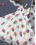 Trendy white sheer petite kurti with leaf pattern