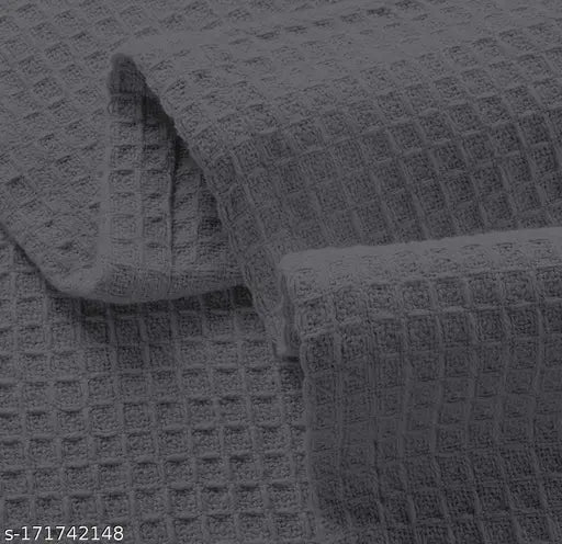 Amitra Pure Cotton Dark Grey ThrowBabySofa Blanket with Waffle Pattern for Travelling