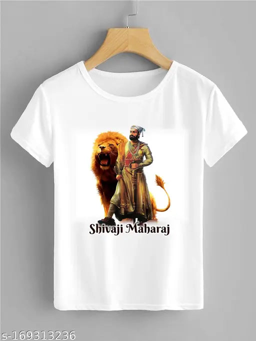 Chhatrapati Shivaji Maharaj polyester short sleeve t-shirt featuring printed design, Indian origin